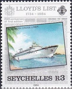 Stamp, A Modern Cruise Liner, Seychelles,  
