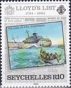 Stamp, The Loss of R.F.A.Ennerdale, Seychelles,  