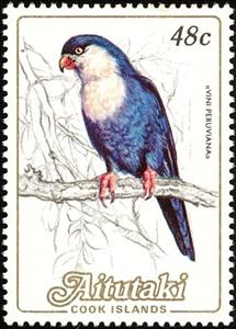 Stamp, Tahitian Lori (Vini peruviana), Aitutaki,  , Birds