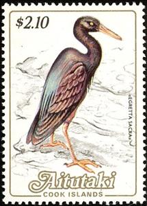 Stamp, Pacific Reef Heron (Egretta sacra), Aitutaki,  , Birds
