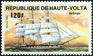 Stamp, Harbinger, Upper Volta,  , Ships, Sailing Ships