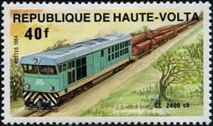 Stamp, Locomotive CC 2400ch, Upper Volta,  , Railways