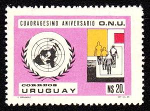 Stamp, UN, 40th anniv., Uruguay,  