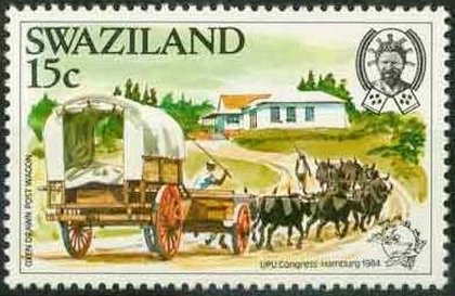 Oxen-drawn post wagon