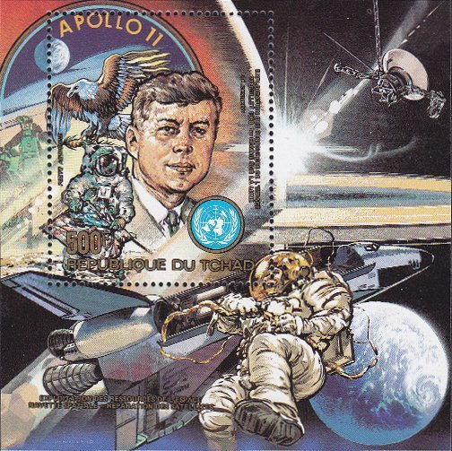 President Kennedy, Apollo 11 badge, lunar rover