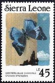 Stamp, Western Blue Charaxes (Charaxes smaragdalis), Sierra Leone,  , Butterflies