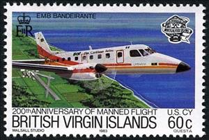 Stamp, Manned Flight Bicentenary, British Virgin Islands,  