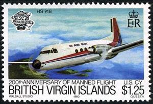 Stamp, Manned Flight Bicentenary, British Virgin Islands,  