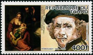 Stamp, Rembrandt, Chad,  , Paintings, Painters
