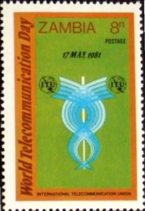 Stamp, I.T.U. Emblem, Zambia,  