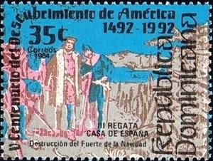 Stamp, Destruction of the Fort "de la Navidad", Dominican Republic,  