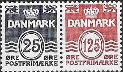Se-tenant, Figure 'Wave'- type, Denmark,  , Numbers