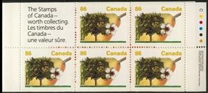 Booklet Pane, Bartlett Pear, Canada,  , Trees, Flowers, Fruits, Plants (Flora)