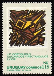 Stamp, Squares and rectangles by Costigliolo, Uruguay,  