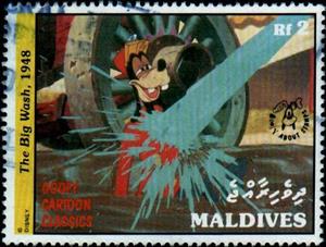 Stamp, The big wash, 1948, Maldives,  , Disney