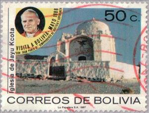 Stamp, Church in Jayu Kcota, Bolivia,  , Popes