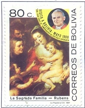 Stamp, The Holy Family. Painting by Peter Paul Rubens (1577-1640), , Bolivia,  , Paintings
