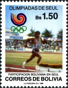 Stamp, Running, Bolivia,  , Athletics, Olympic Games, Running, Athletes