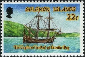 Stamp, The "Capitana" berthed at Estrella Bay, Solomon Islands,  , Sailing Ships