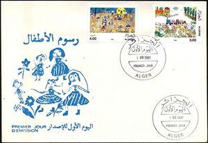 First Day Cover, Children drawings, Algeria,  