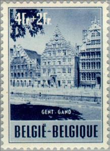 Stamp, Wharf at Ghent, Belgium,  , Tourism, Buildings