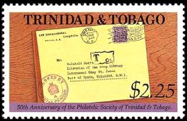 Stamp, 50th anniversary of the Philatelic Society of Trinidad & Tob, Trinidad and Tobago,  