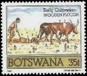 Stamp, Wooden plow, Botswana,  
