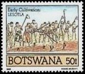 Stamp, Communal planting, Lesotla, Botswana,  