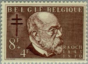 Stamp, Anti-Tuberculosis, Belgium,  , Famous People, Healthcare, Nobel Laureates, Scientists, Tuberculosis / TBC