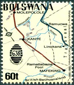 Stamp, Mafeking killer cancel, Botswana,  , Postal Services