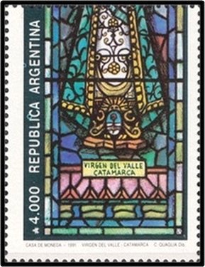 Stamp, Bottom portions of Virgin of the Valley, Catamarca, Argentina,  