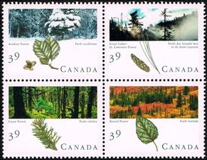 Se-tenant, Canadian Forests, Canada,  , Landscapes, Trees, Forests, Plants (Flora)