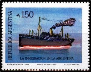 Stamp, Vapor Wesser 1880, Argentina,  