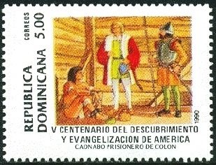 Columbus and Caonabo Indian prisoner