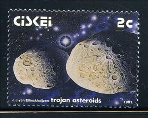 Stamp, Trojan asteroids, South Africa, Homelands,  