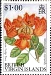 Stamp, African tulip tree, British Virgin Islands,  , Flowers