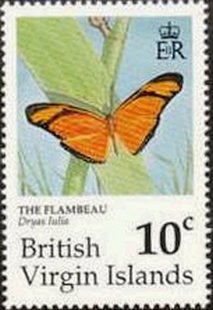 Stamp, Flambeau (Dryas julia), British Virgin Islands,  , Butterflies