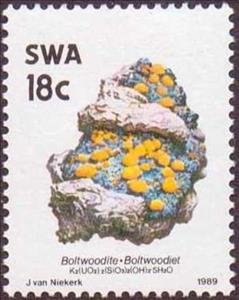 Stamp, Boltwoodite (different formula), South-West Africa,  , Minerals