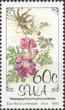 Stamp, Flowers- Harpagophytum procumbens, South-West Africa,  , Flowers