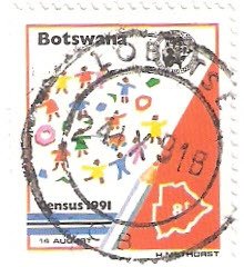 Stamp, Children playing, Botswana,  , Census of Population