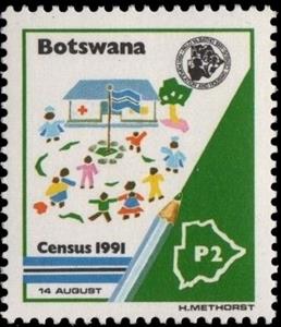 Stamp, Children, hospital, Botswana,  , Census of Population