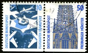 Se-tenant, Frankfurt Airport; Freiburg Minster, Germany, Federal Republic,  