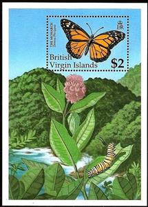Souvenir Sheet, Monarch Butterfly (Danaus plexippus), British Virgin Islands,  , Butterflies