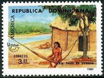 Stamp, Man on hammock, Dominican Republic,  