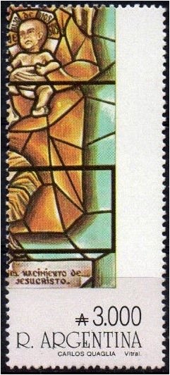Stamp, Stained Glass Windows by Carlos Quaglia, Argentina,  , Christmas, Stained-glass, Religion