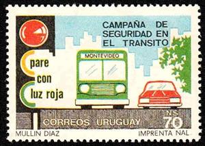 Stamp, Stop on the red light, Uruguay,  