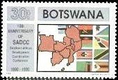 Stamp, Map & flags of nations at SADCC conference, Botswana,  