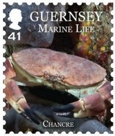 Stamp, Edible Crab (Cancer pagurus), Guernsey,  , Sea Life