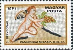 Stamp, 51st Stamp Day - Roman Mosaics, Hungary,  , Angels, Fruits, Art, Mosaic, Stamp Day, Roman Empire
