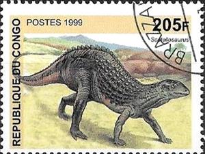 Stamp, Scutellosaurus, Congo, Republic (Brazzaville),  , Prehistorical Animals, Dinosaurs